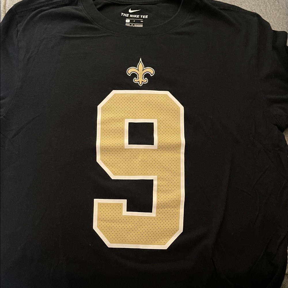 Nike Men's Saints New Orleans Black and Gold Number 9 Tee